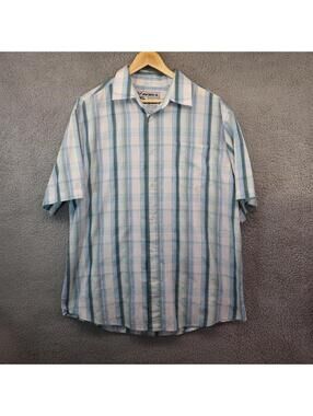Avirex Shirt Men XL Button White Blue Plaid Short Sleeve y2k